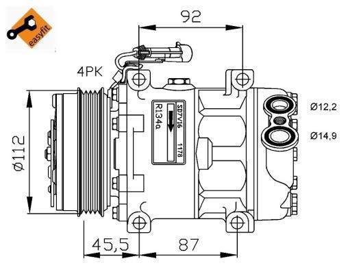 Fotografia produktu NRF NRF32701G KOMPRESOR, SPRĘŻARKA KLIMATYZACJI DUCATO, BOXER, JUMPER 3.0 JTD, HDI 06- artykuł uzupełniający / informacja uzupełniająca 2: z olejem kompresorowym PAG Koła pasowe: z kołem pasowym wielorowkowym ID kompresora: SD7V16 Napięcie robocze [V]: 12 Czynnik chłodzący: R134a Olej do sprężarki: PAG 46 Liczba rowków: 4 śr. koła pasowego 