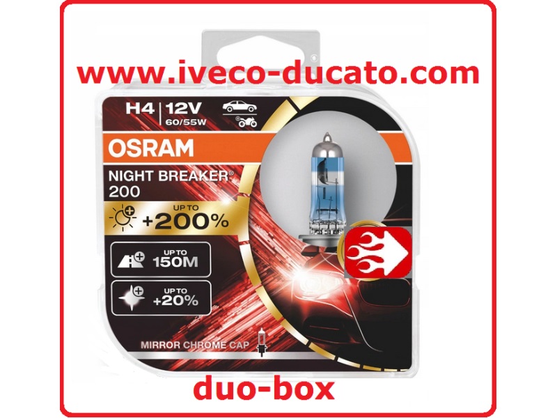 Fotografia produktu OSRAM OSR64210NB200-HCB ŻARÓWKA H7 12V 55W OSRAM NIGHT BREAKER LASER 200 +200 % DUO, KOMPLET 2 SZTUK najmocniejsze żarówki h7 firmy Osram na rynku.