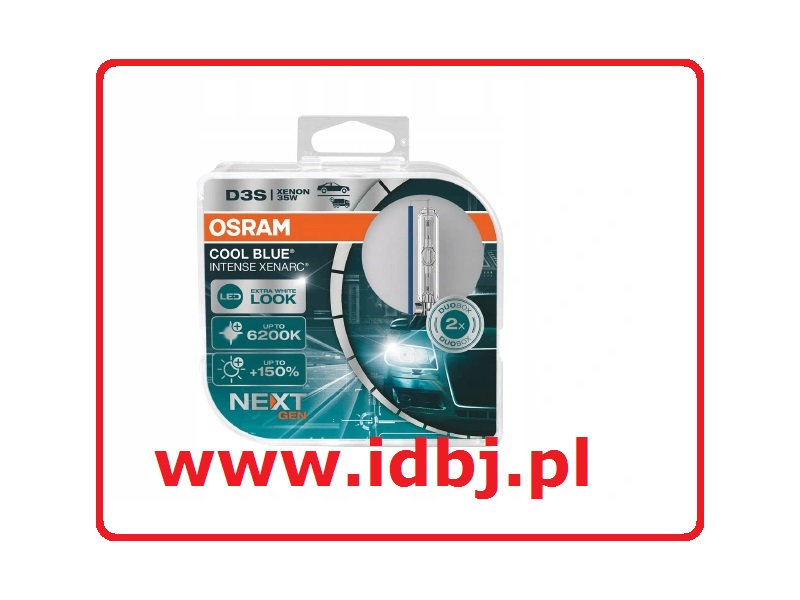 Fotografia produktu OSRAM OSR66340CBN-HCB ŻARÓWKA XENON D3S 35W COOL BLUE INTENSE XENARC +150% DUO PACK GAZOWA LAMPA WYŁADOWCZA