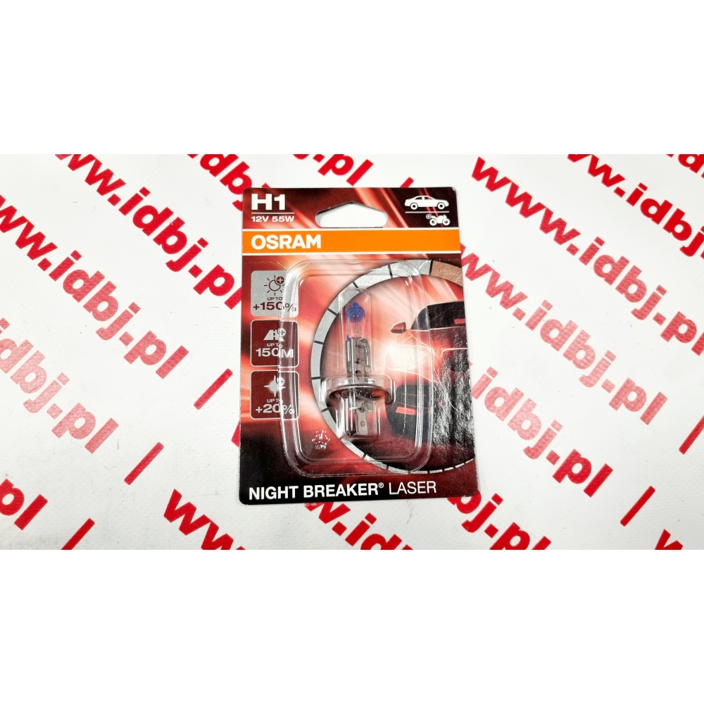 Fotografia produktu OSRAM OSR64150NL01B ŻARÓWKA H1 12V 55W OSRAM NIGHT BREAKER LASER 150% 