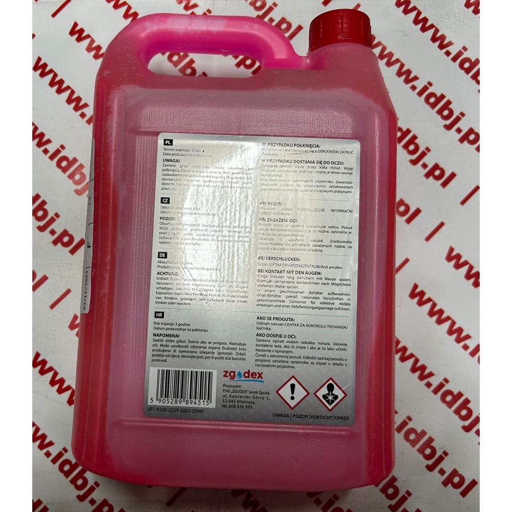 fotografia produktu POLON-OIL COOLANT5L, PŁYN DO CHŁODNIC  5L  CZERWONY -35C G12, RÓŻOWY