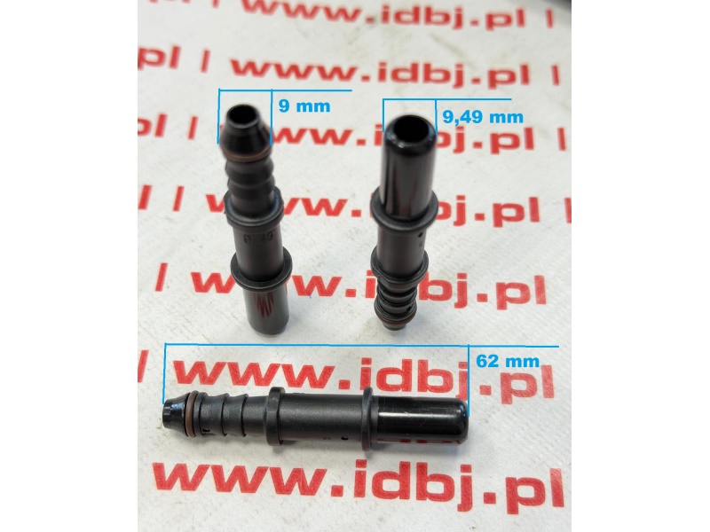 Fotografia produktu PAMMELSON PAM14400210 WTYK SZYBKOZŁĄCZA PRZEWODU PALIWOWEGO PROSTA ŚREDNICA NA ZŁĄCZE 9.49 mm Wtyczka szybkozłączki, zlącze, łącznik przewodu paliwa  prosty. Średnica króćca od szybkozłącza 9.49 mm. Średnica wewnętrzna  przewodu 6.7 mm, średnica zewnętrzna końcówki 9.0 mm, długośc całkowita 62 mm.