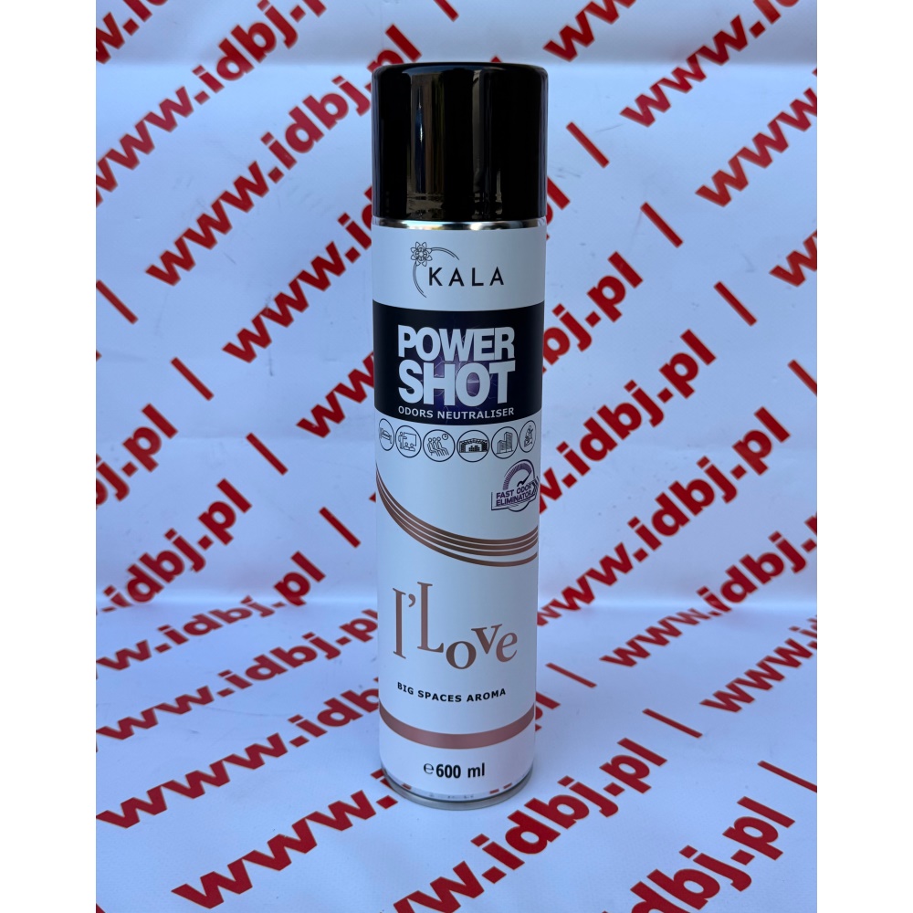 Fotografia produktu KALA KALAI’LOVESHOT KALA POWER SHOT NEUTRALIZATOR ZAPACHOWY 600ML I’LOVE POWER SHOT to skuteczny neutralizator zapachów w sprayu, idealny do pomieszczeń, samochodów i przestrzeni wymagających natychmiastowego odświeżenia. Wysoka koncentracja składników aktywnych zapewnia trwałą świeżość i skutecznie eliminuje nieprzyjemne zapa