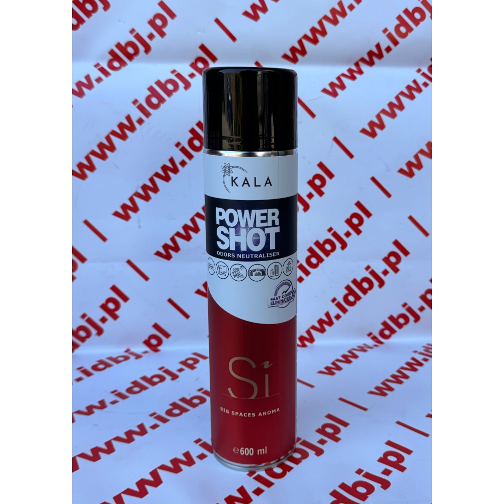 Fotografia produktu KALA KALASISHOT KALA POWER SHOT NEUTRALIZATOR ZAPACHOWY 600ML SI POWER SHOT to skuteczny neutralizator zapachów w sprayu, idealny do pomieszczeń, samochodów i przestrzeni wymagających natychmiastowego odświeżenia. Wysoka koncentracja składników aktywnych zapewnia trwałą świeżość i skutecznie eliminuje nieprzyjemne zapa