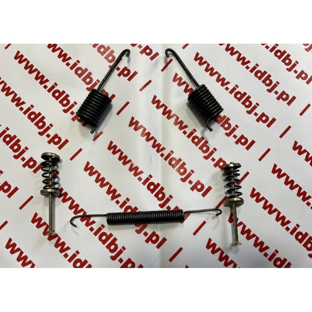 Fotografia produktu OEM IVECO OR93161195 SPRĘŻYNY SZCZĘK HAMULCOWYCH IVECO DAILY 59.12 PRAWA, LEWA Zestaw sprężyn szczęk hamulca ręcznego wraz z kołkami montażowymi na jedną stronę.