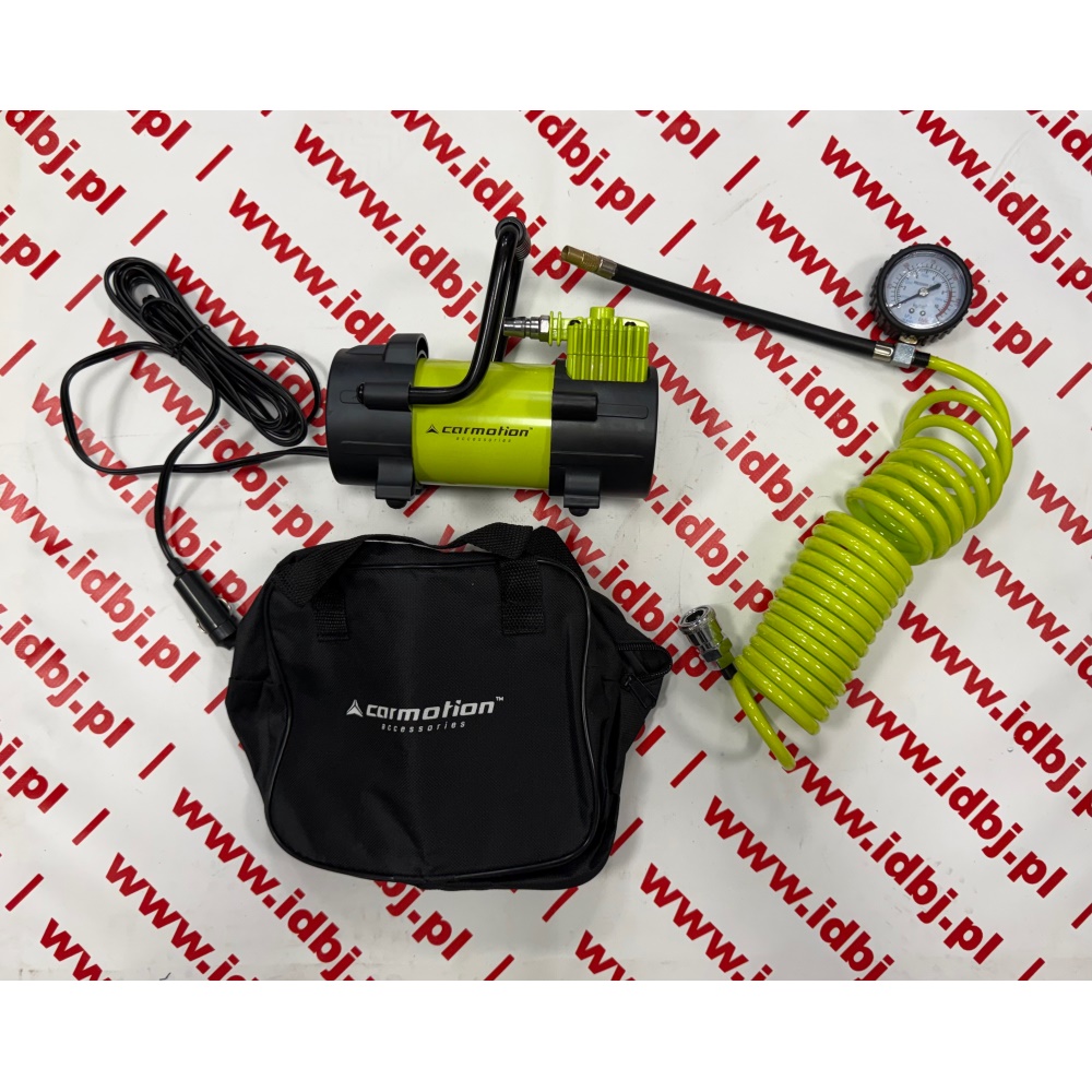 Fotografia produktu CARMOTION CRM63342 KOMPRESOR 12V, 10 BAR, 4M, ALANOGOWY CIŚNIENIOMIERZ 12V, 10 BAR, 4 ADAPTERY