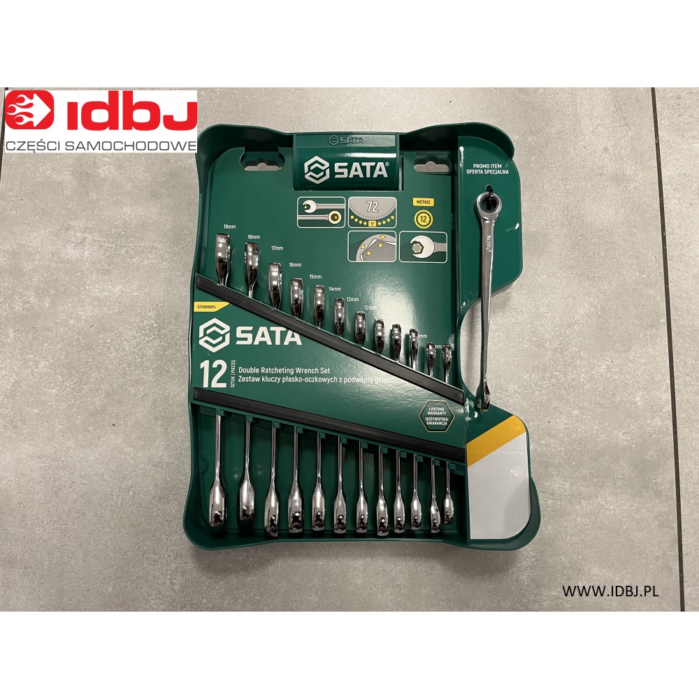 Fotografia produktu SATA SATAGL09066PL ZESTAW KLUCZY KLUCZE PŁASKO-OCZKOWYCH  Z GRZECHOTKĄ 12 SZT ROZMIARY:8,9,10,11,12,13,14,15,16,17,18,19MM; Z DODATKOWYM KLUCZEM 10MM TYPU X-BEAM