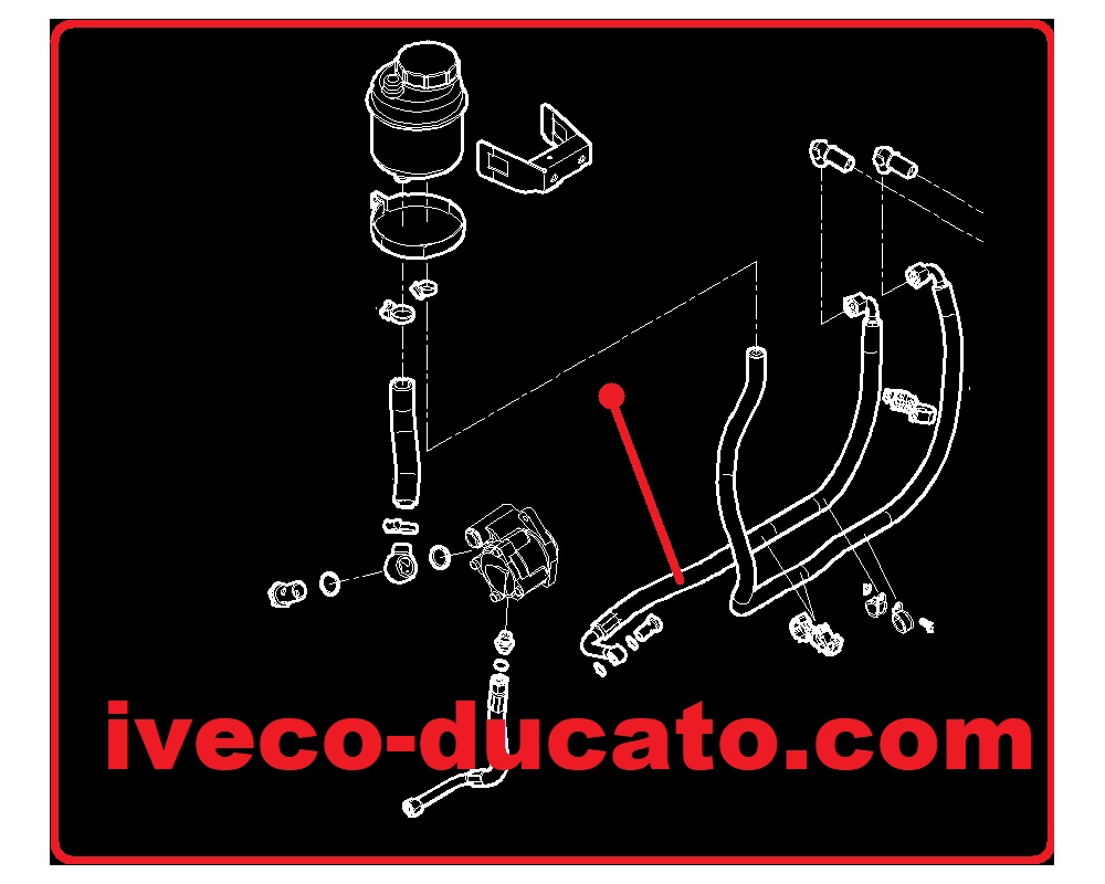 Fotografia produktu IVECO OR5802336552 PRZEWÓD POMPY WSPOMAGANIA KIEROWNICY IVECO DAILY 55S18 4X4 18- Przewód, wąż, rura wspomagania układu kierowniczego od przekładni kierowniczej do pompy wspomagania. Power steering fluid pipe Iveco Daily 55S18 4x4 2018- steering hose pipe line.