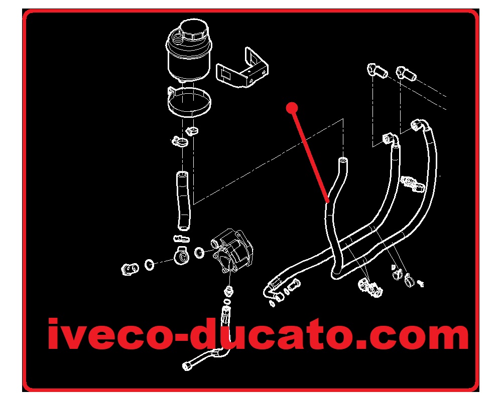 Fotografia produktu IVECO OR5802336536 PRZEWÓD POMPY WSPOMAGANIA KIEROWNICY IVECO DAILY 55S18 4X4 18- Przewód, wąż, rura wspomagania układu kierowniczego od zbiornika do przekładni kierowniczej. Power steering fluid pipe Iveco Daily 55S18 4x4 2018- fluid tank hose pipe line.