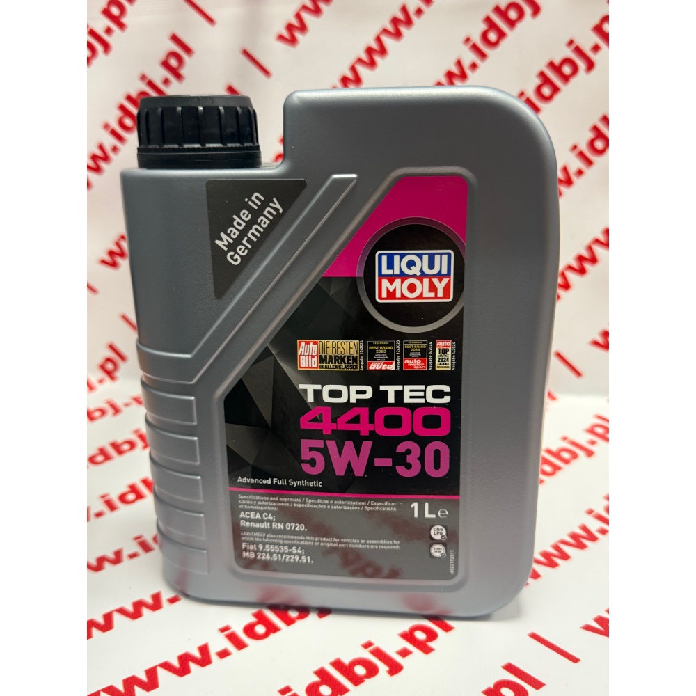 Fotografia produktu LIQUI MOLY LQM2319 OLEJ SILNIKOWY LIQUI MOLY 5W30 TOP TEC 4400 1L ACEA C4, Renault RN 0720, Fiat 9.55535-S4, MB 226.51/229.51