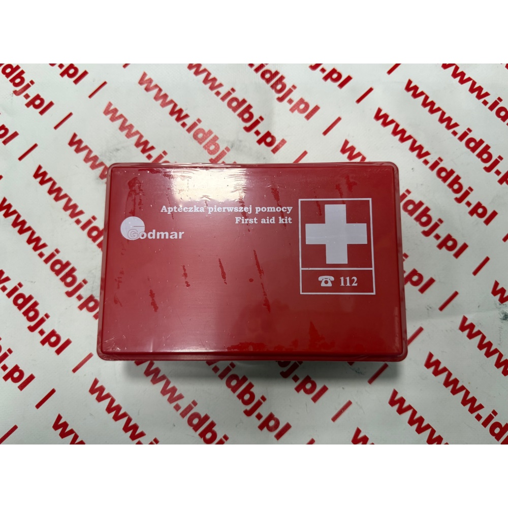 Fotografia produktu PAMMELSON PAME02 POJEMNIK 200X130 MM NA APTECZKĘ PIERWSZEJ POMOCY Opaska dziana podtrzymująca 50mm4 metry,  kompres jałowy 50x50mm, rękawiczki winylowe niejałowe, plaster WF 19x72mm, plaster WF 25x72mm, skrócona instrukcja pierwszej pomocy.
