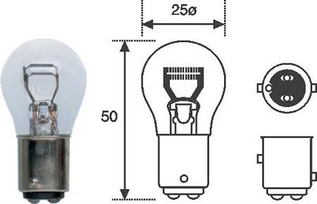 Fotografia produktu MAGNETI MARELLI MMP21-5W12 ŻARÓWKA STOP, POZ 12V 21, 5W DWUWŁÓKNOWA 