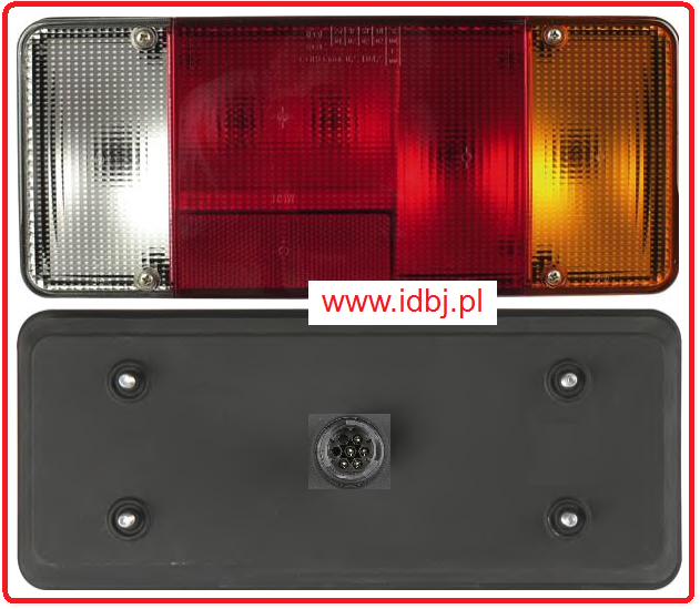 Fotografia produktu PAMMELSON PAM500356782 LAMPA IVECO 00- PRAWA KONTENER, DUCATO, BOXER, JUMPER 06- ZE WSTECZNYM Lampa tylna 4 polowa z odblaskiem i białym polem wstecznego, wtyk i piny okrągłe. Do samochodów skrzyniowych, kontenerów itp zabudowy.