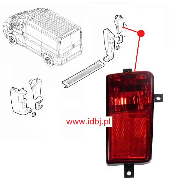 Fotografia produktu FIAT OR1355874080 LAMPA PRZECIWMGIELNA, ODBLASK DUCATO, BOXER, JUMPER 06- PRAWA Odblask z oprawą bez żarówki