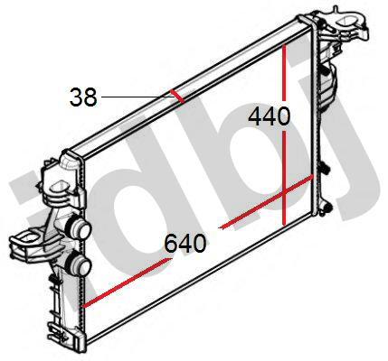 Fotografia produktu OEM IVECO OEM5801264635 CHŁODNICA WODY IVECO DAILY V 2.3, 3.0 JTD, HDPI 11- WLOTY Z JEDNEJ STRONY Radiator 640x440x38, wloty wody  na szybkozłączki średnicy 38,5 mm.